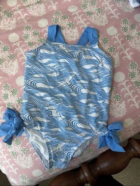 The Beaufort bonnet company Blue Wave-Print One-Piece Swimsuit with Side Ties